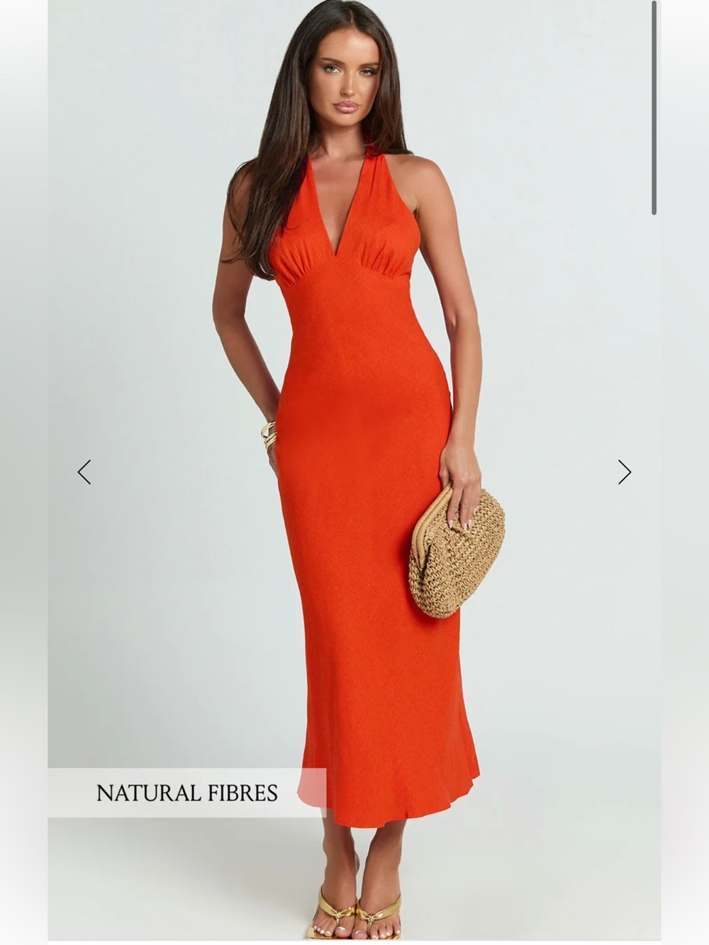 Showpo Orange Halter V-Neck Maxi Dress